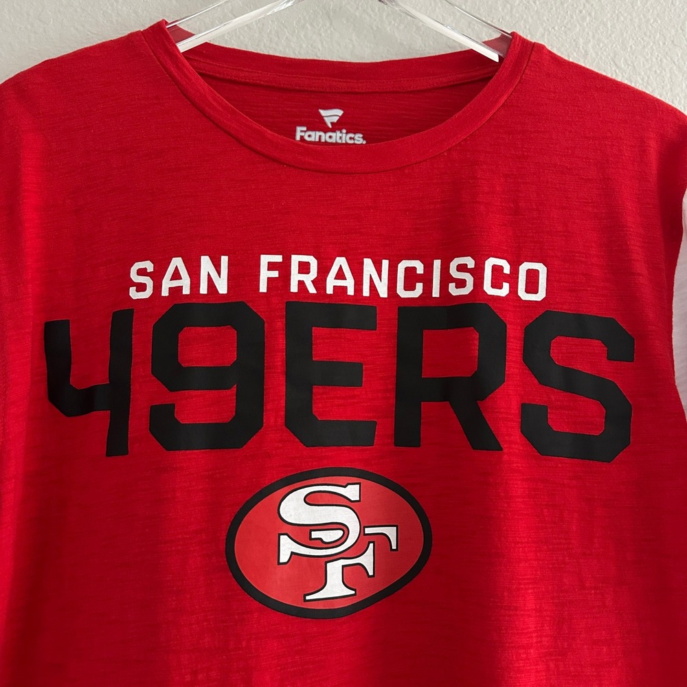Fanatics San Francisco 49ers T-Shirt Mens L Red Colorblock Short Sleeve Graphic